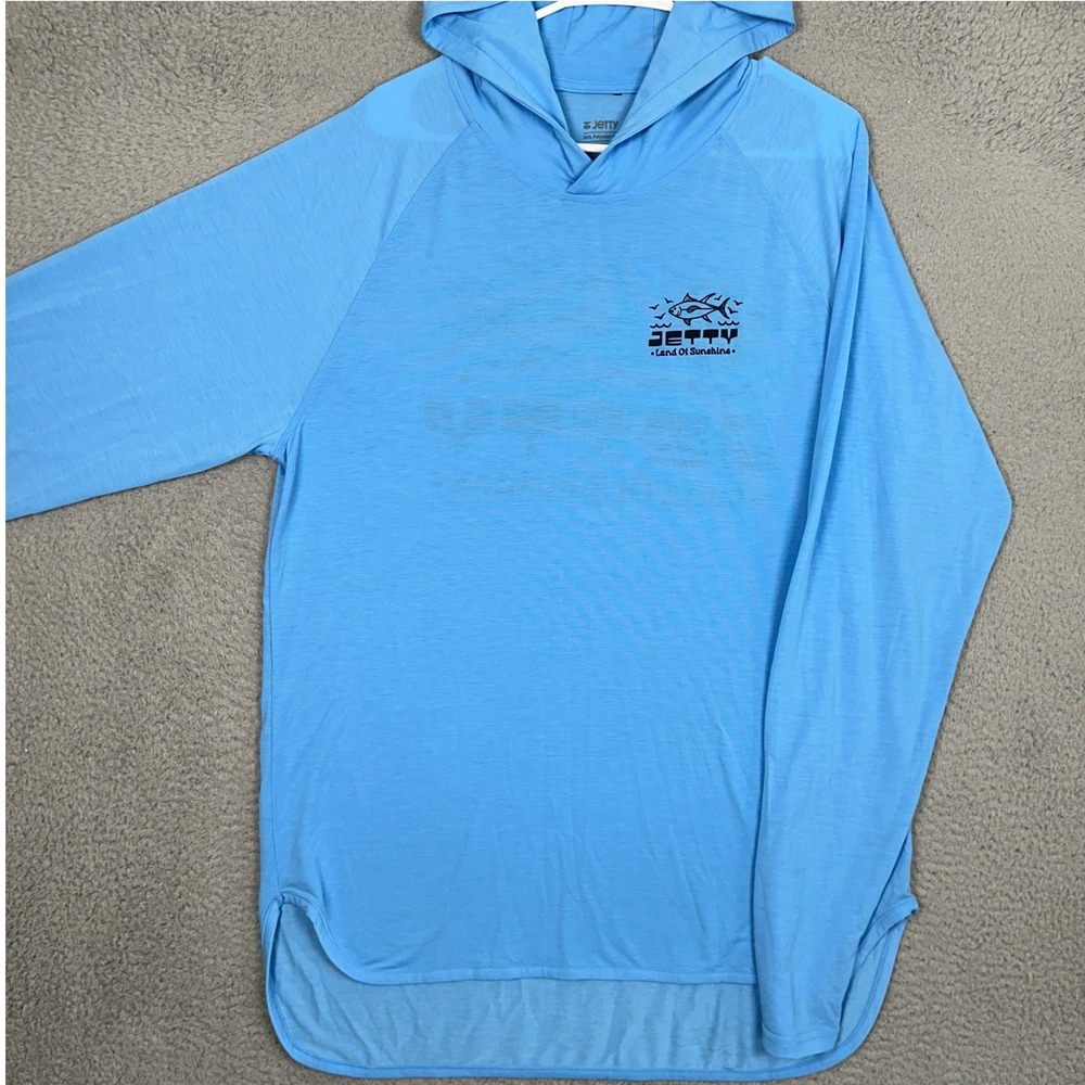 Jetty Shirt Mens 2XL Blue Graphic Print Performance Fishing Pullover Long Sleeve